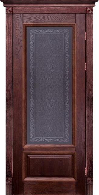 Дверь дуб Double Solid Wood Аристократ №4 махагон стекло