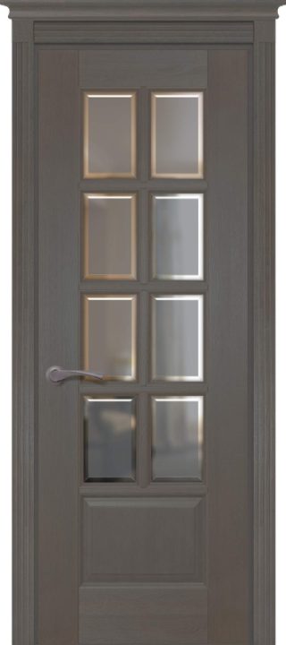 Дверь дуб Double Solid Wood Лондон грис стекло с фацетом