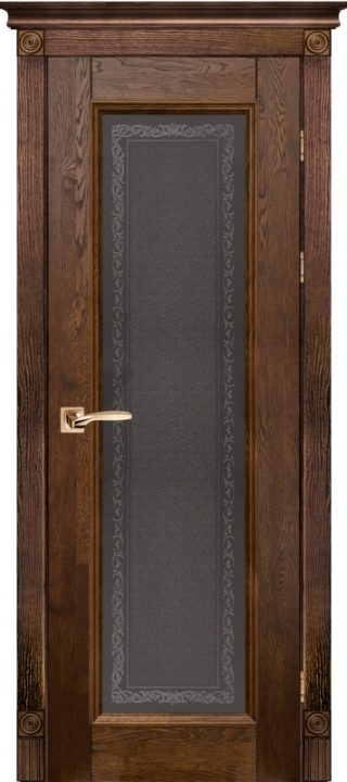 Дверь дуб Double Solid Wood Аристократ №5 античный орех стекло