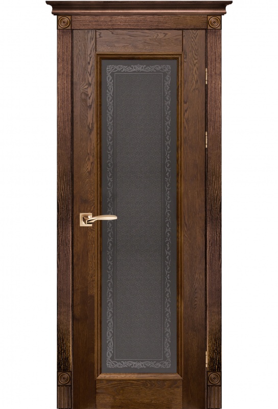 Дверь дуб Double Solid Wood Аристократ №5 античный орех стекло
