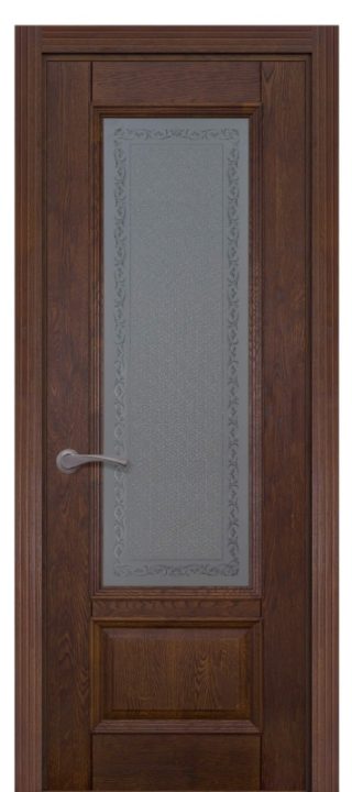 Дверь дуб Double Solid Wood Аристократ №4 античный орех стекло
