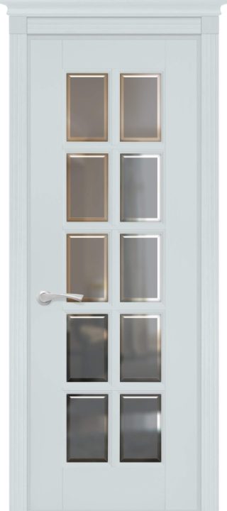 Дверь дуб Double Solid Wood Лондон 2 эмаль скай стекло с фацетом