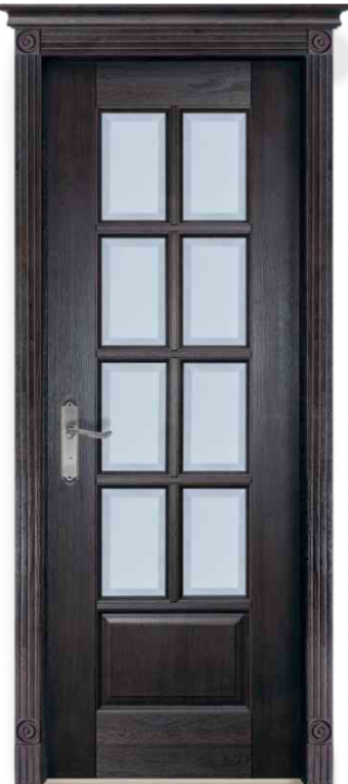 Дверь дуб Double Solid Wood Лондон венге стекло с фацетом