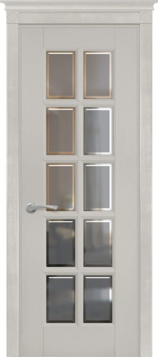 Дверь дуб Double Solid Wood Лондон 2 эмаль грей стекло с фацетом