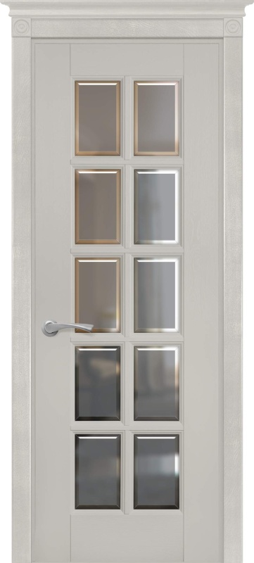 Дверь дуб Double Solid Wood Лондон 2 эмаль грей стекло с фацетом